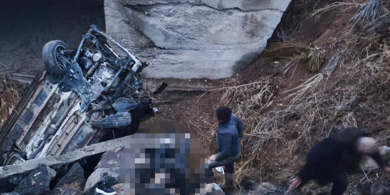 Otomobil menfeze devrildi; 1 ölü, 2 yaralı