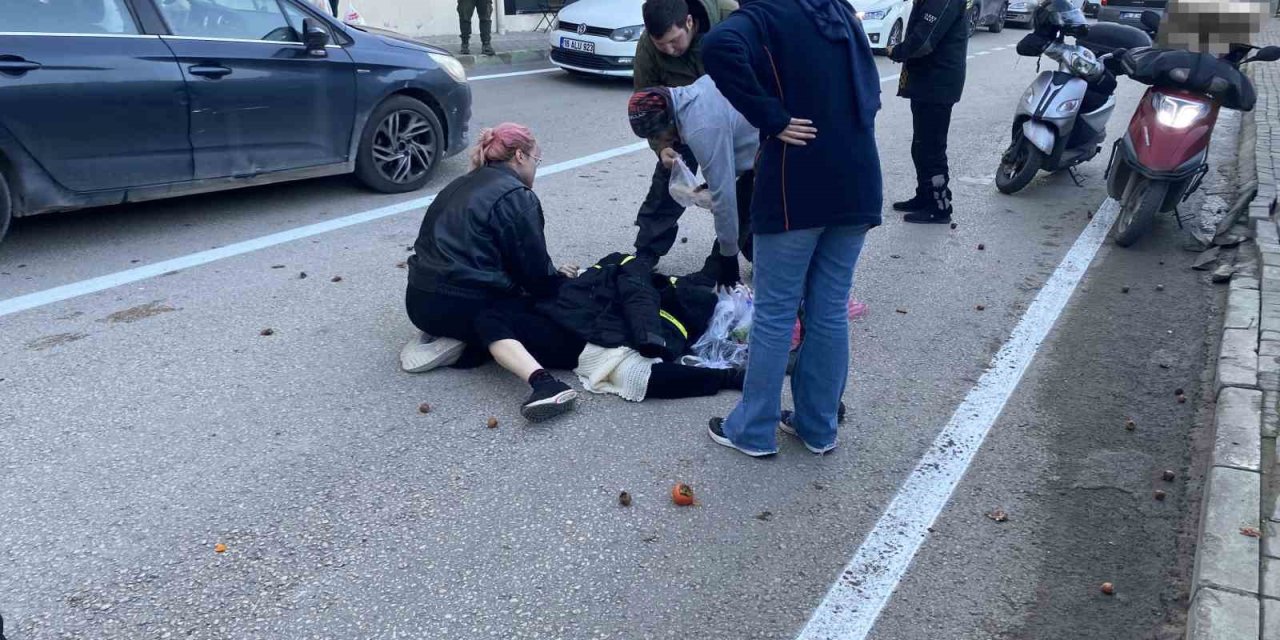 Motosikletin çarptığı kadın yaralandı