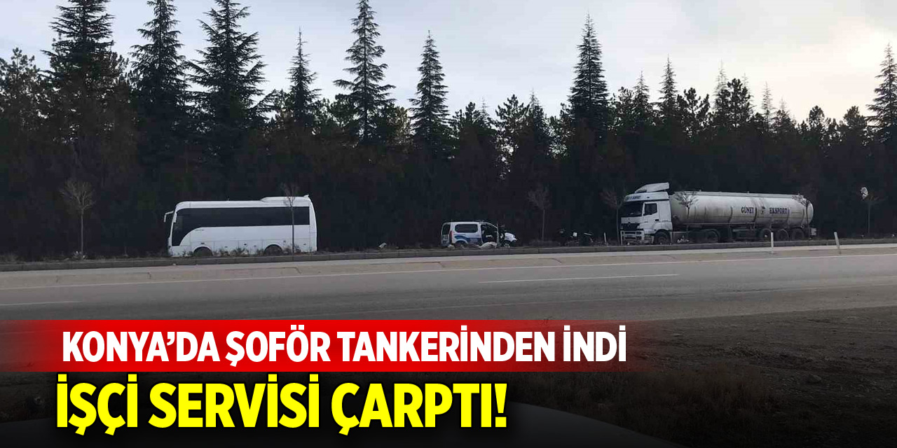 Konya'da park halindeki aracının yanında beklerken işçi servisi çarptı