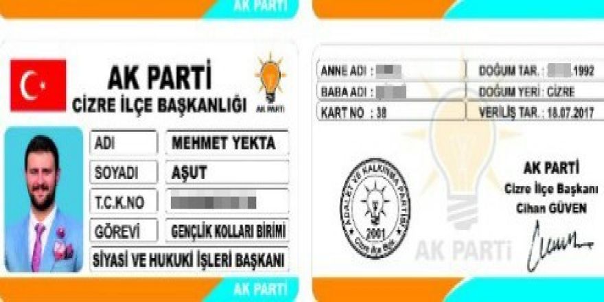 siyasi parti üye kimlik kartı Ak Parti Den Sahte Kimlik Duzenleyen Sahsa Suc Duyurusu siyasi parti üye kimlik kartı