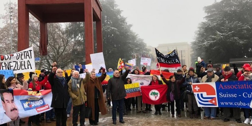 Protest in Geneva against US sanctions on Venezuela