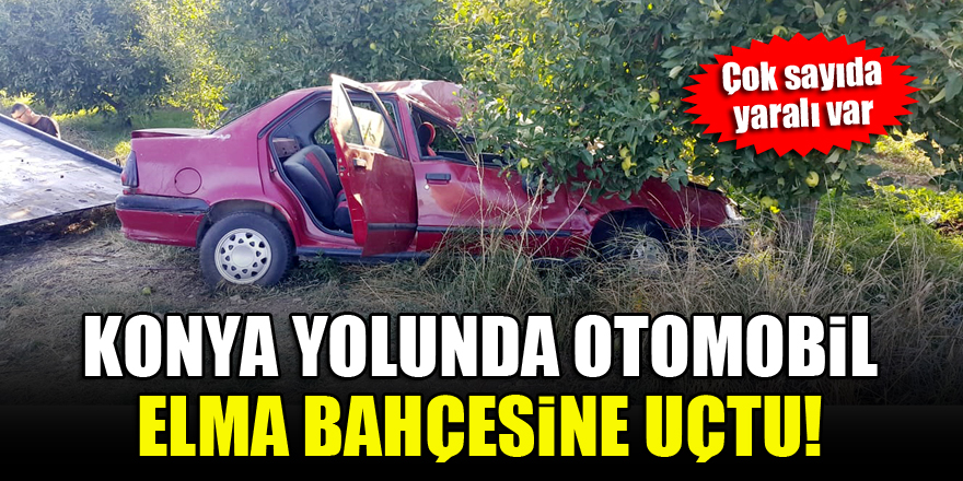 Konya yolunda otomobil elma bahçesine uçtu! Çok sayıda yaralı var