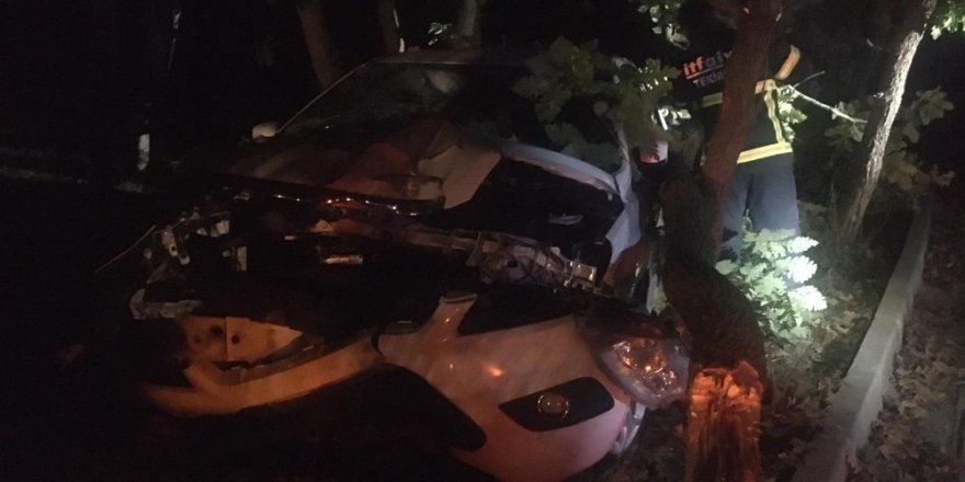 Önce yayaya, sonra ağaca çarparak durabildi: 3 yaralı