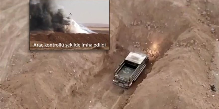 Barış Pınarı Harekatı bölgesinde teröristlere ait bombalı araç ele geçirildi