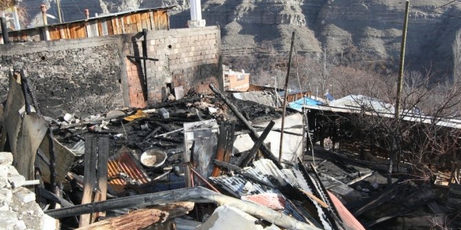 Erzurum’daki köy yangınında 10 ev, 2 ahır kullanılamaz hale geldi