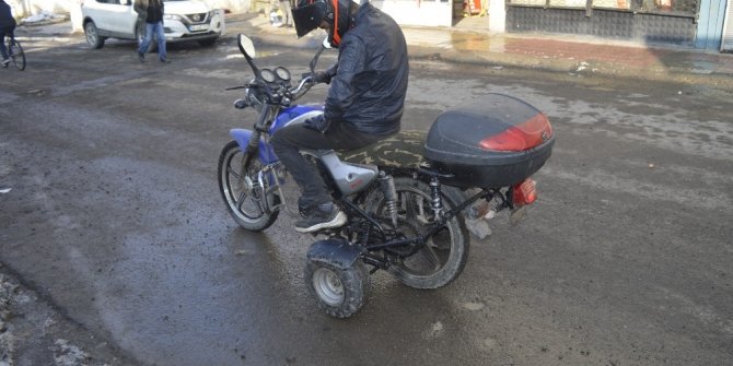 Kışın motosikletini kullanamayınca ATV’ye dönüştürdü