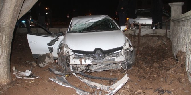 Elazığ’da otomobil bahçeye uçtu: 2 yaralı