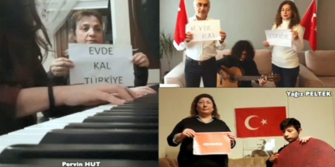 Veli ve öğrencilerden İstiklal Marşlı “evde kal” mesajı