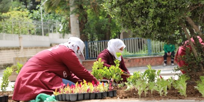Kızıltepe’de refüjler çiçek açtı