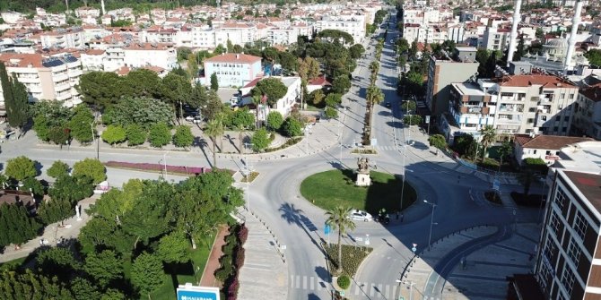 Ortaca’da sokağa çıkma kısıtlaması drone ile havadan görüntülendi