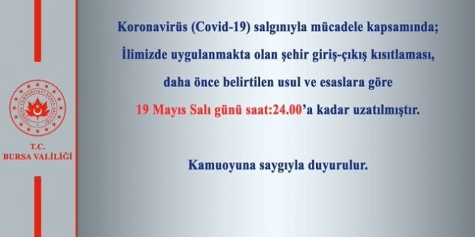İçişleri Bakanlığı’ndan şehirler arası giriş ve çıkış kısıtlaması uzatıldı