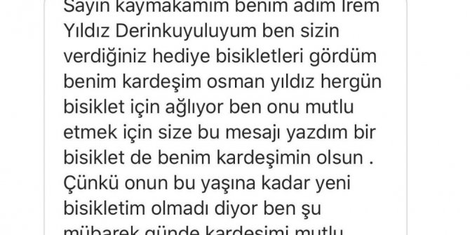 Duygu dolu mesaja Kaymakam kayıtsız kalmadı