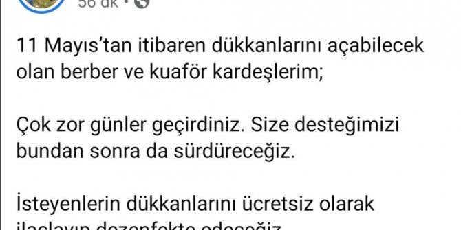 İzmit Belediyesi kuaförleri dezenfekte edecek