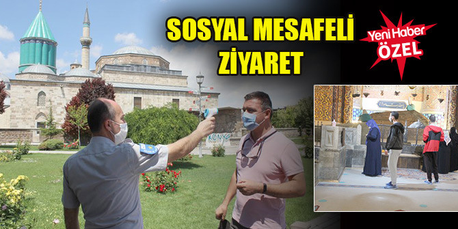 Misafirlerden Mevlana'ya sosyal mesafeli ziyaret
