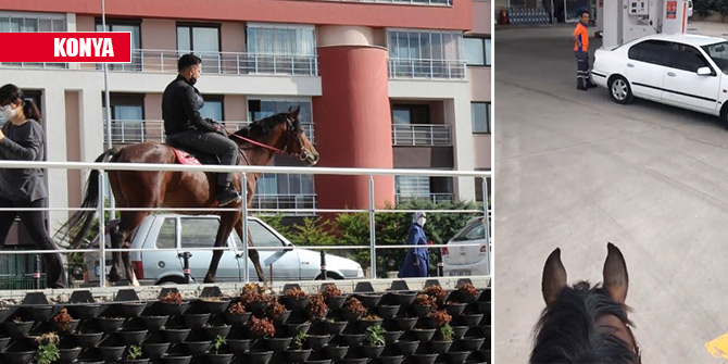 Akaryakıt istasyonuna gidip atına yakıt almak isteyince binlerce kez izlendi