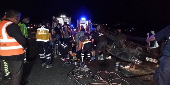 Kontrolden çıkan otomobil takla attı: 1 ölü 4 yaralı
