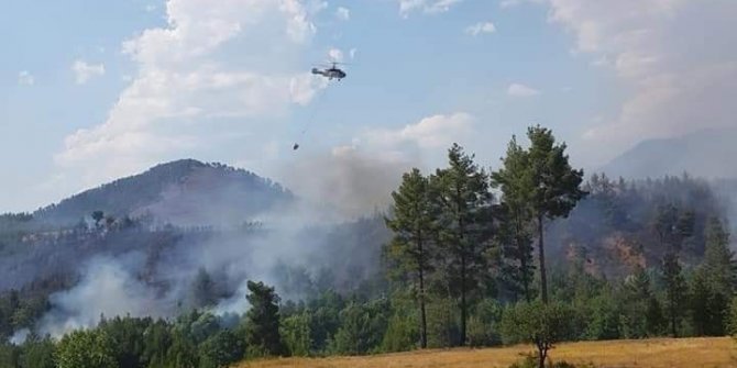 Denizli’de orman yangını 3 helikopterle kontrol altına alındı