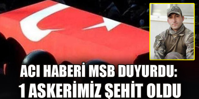 Acı haberi MSB duyurdu: 1 askerimiz şehit oldu
