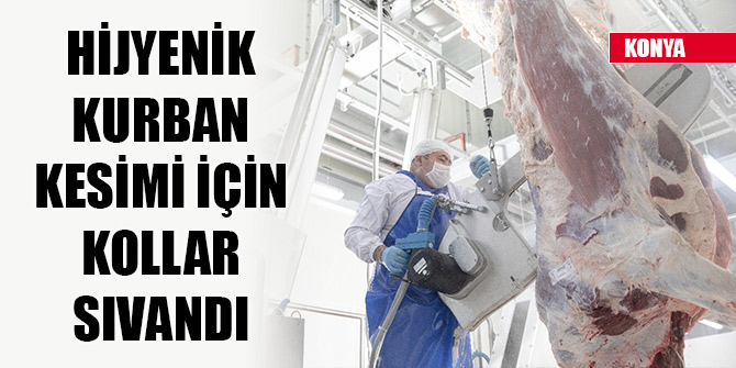 Konya'da pandemi sürecine uygun hijyenik kurban kesimi için kollar sıvandı