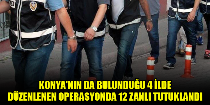 Konya'nın da bulunduğu 4 ilde düzenlenen operasyonda 12 zanlı tutuklandı
