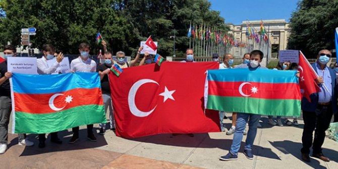 BM Cenevre Ofisi önünde Ermenistan'ın saldırıları protesto edildi