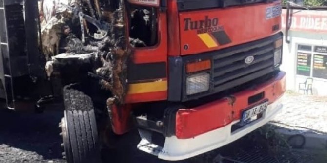 Kundaklanan kamyon kullanılamaz hale geldi