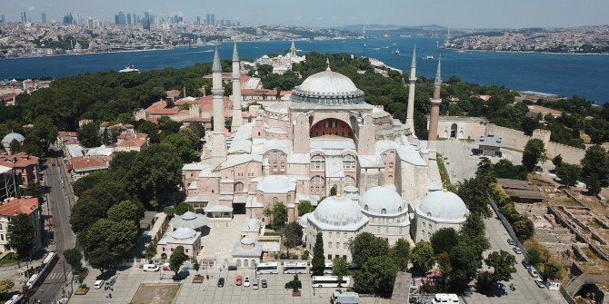 Ayasofya'da son durum bugün havadan görüntülendi