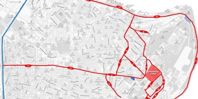 Ayasofya Camii’nin açılışı için bazı yollar trafiğe kapatıldı