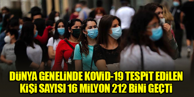 Dünya genelinde Kovid-19 tespit edilen kişi sayısı 16 milyon 212 bini geçti