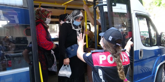 Bursa'da, dolmuşlara 'koronavirüs' denetimi