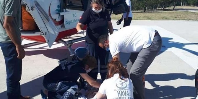 Üzerine televizyon düşen bebek helikopterle Ankara’ya gönderildi