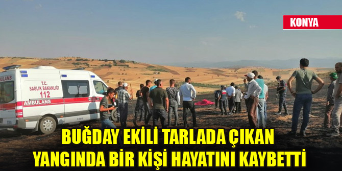 Buğday ekili tarlada çıkan yangında bir kişi hayatını kaybetti