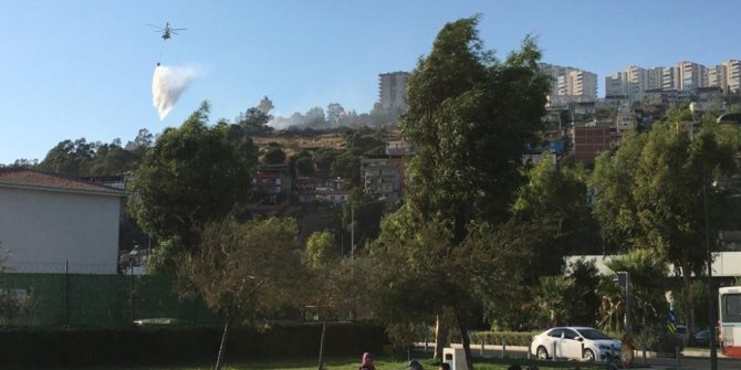 Helikopter yangın söndürürken sahilde mangal keyfi