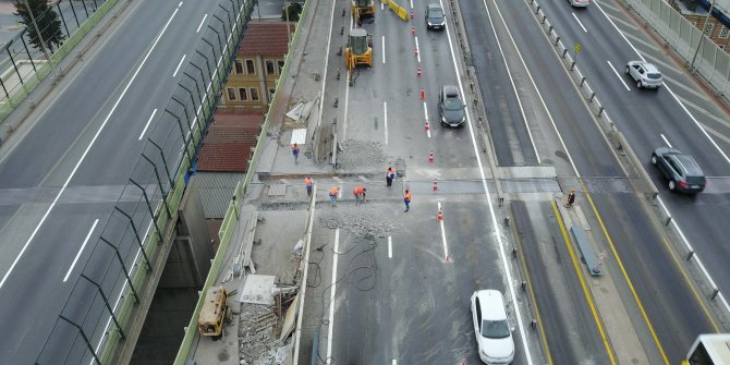 Haliç Köprüsü'nde ikinci etap çalışması havadan görüntülendi