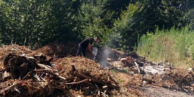 Yakılarak ormanlık alana dökülen fındık atıkları faciaya yol açıyordu