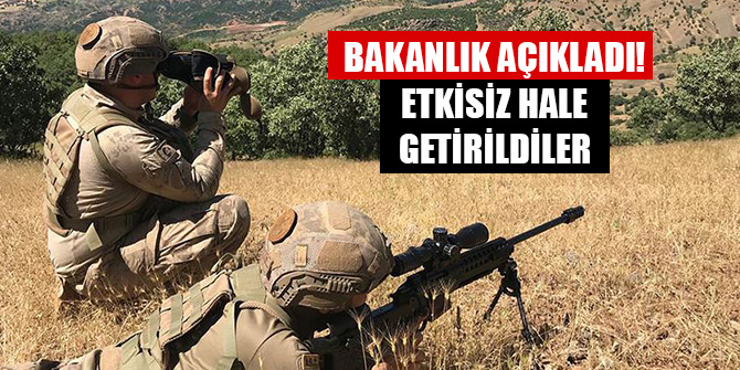 Bakanlık açıkladı! 3 terörist etkisiz hale getirildi
