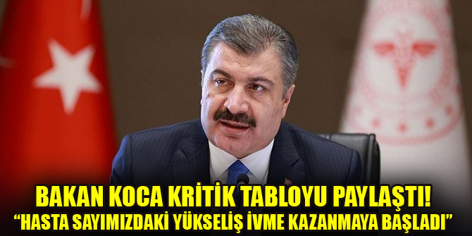 Bakan Koca kritik tabloyu paylaştı! Hasta sayımızdaki yükseliş süreklilik kazanmaya başladı