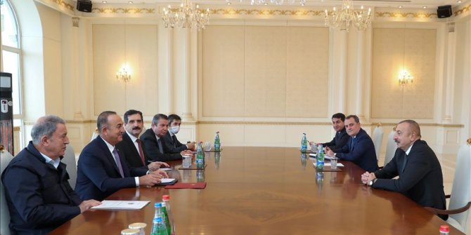 Azerbaijani leader welcomes top Turkish diplomat, defense chief