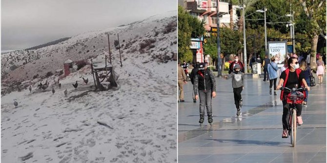 Turska: Snijeg u višim predjelima antalijske regije, na plažama stanovnici uživaju u suncu i kupanju u moru