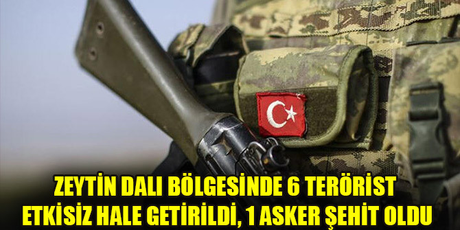 Zeytin Dalı bölgesinde 6 terörist etkisiz hale getirildi, 1 asker şehit oldu