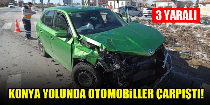 Konya yolunda otomobiller çarpıştı! 3 yaralı