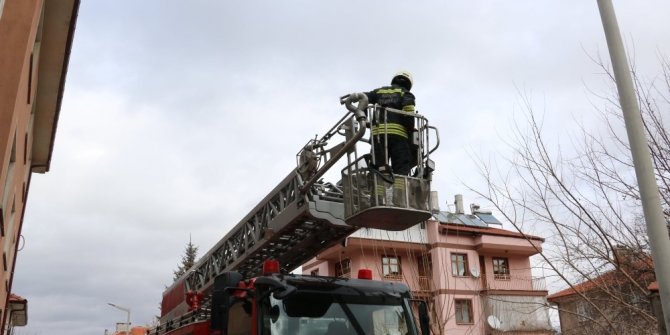 Çatıda mahsur kalan kediyi itfaiye ekipleri kurtardı