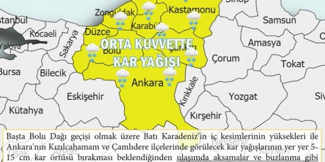 Meteoroloji’den kar ve buzlanma uyarısı