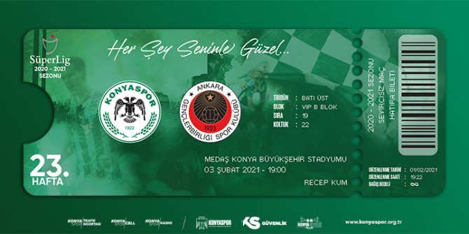 Konyaspor-Gençlerbirliği maçı hatıra biletleri satışta