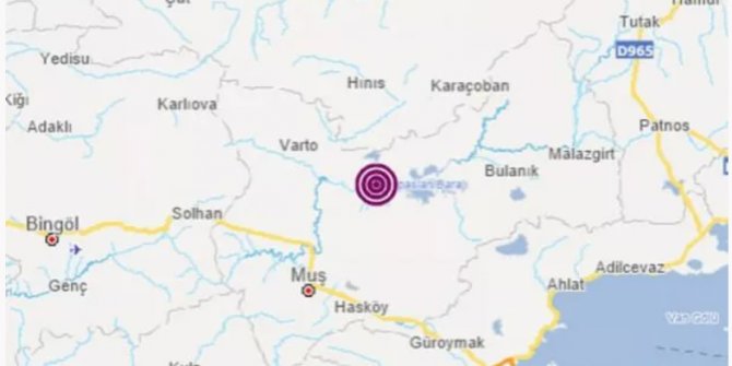 Kandilli duyurdu: Muş'ta deprem