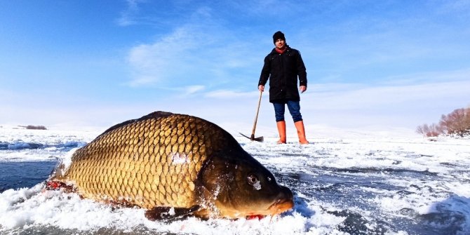 Donan Nazik Gölü’nde Eskimo usulü balık avı