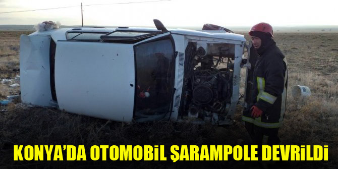 Konya’da otomobil şarampole devrildi