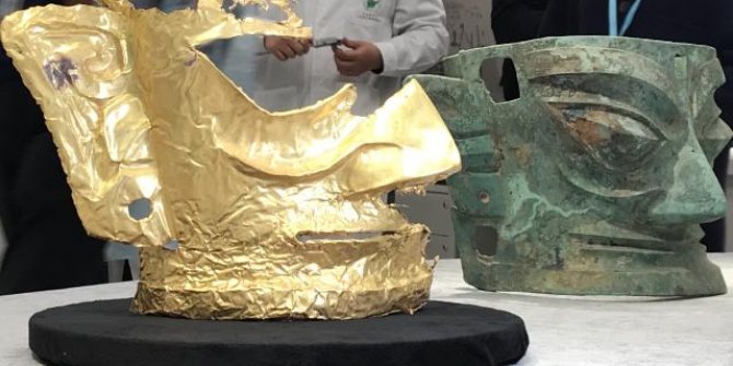 Çin'de 3 bin yıllık altın maske bulundu