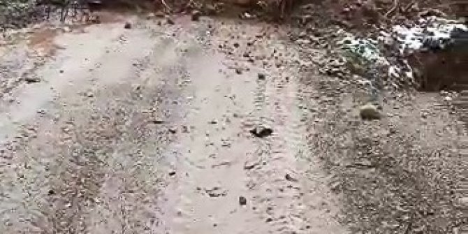 Heyelan köy yolunu ulaşıma kapattı