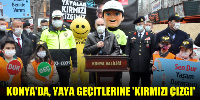 Konya'da, yaya geçitlerine 'kırmızı çizgi'